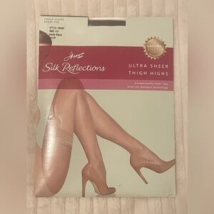 Hanes Silk Reflections Ultra Sheer Thigh Highs - Barely Black